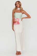 Damsel Reverse Halter Maxi Dress Flower Green