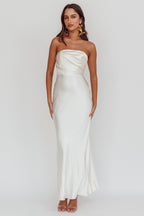 City Of Stars Strapless Maxi Dress Oyster