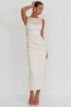 Leila Boat Neck Maxi Dress Ivory