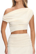 Alivya Asymmetric Neckline Knit Top Butter