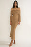 Alivya Off-Shoulder Knit Maxi Dress Mocha