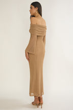 Alivya Off-Shoulder Knit Maxi Dress Mocha