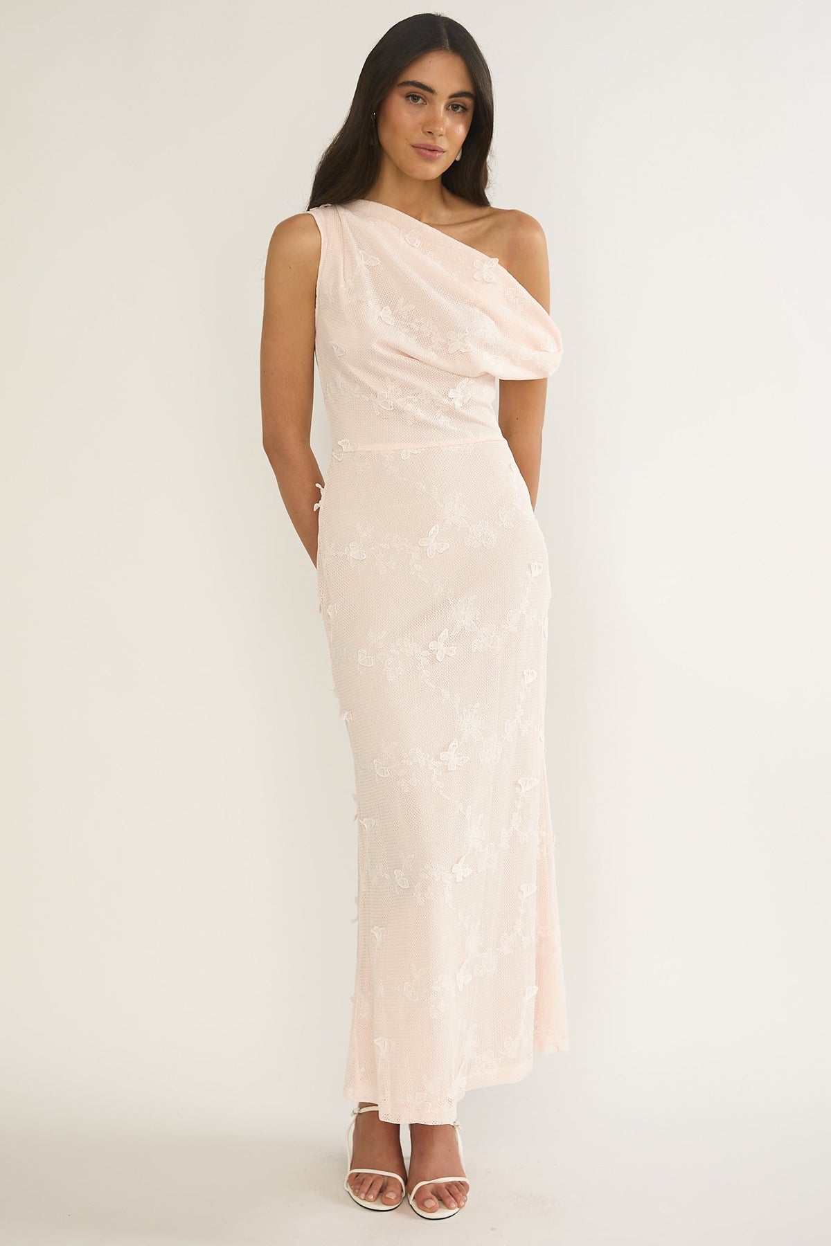 Alivya Asymmetric Neckline Maxi Dress Embellished Pink Main image