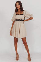 Akali Puff Sleeve A-line Mini Dress Oat
