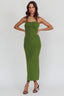Goldfoil Halter Neck Maxi Dress Olive