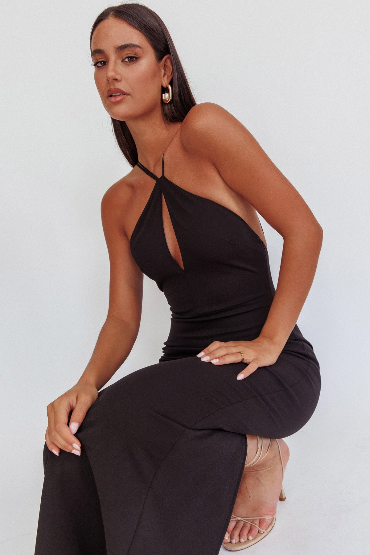 Feels Good Backless Bodycon Maxi Dress Black Main image