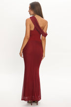 Milos Asymmetric Neckline Maxi Dress Wine