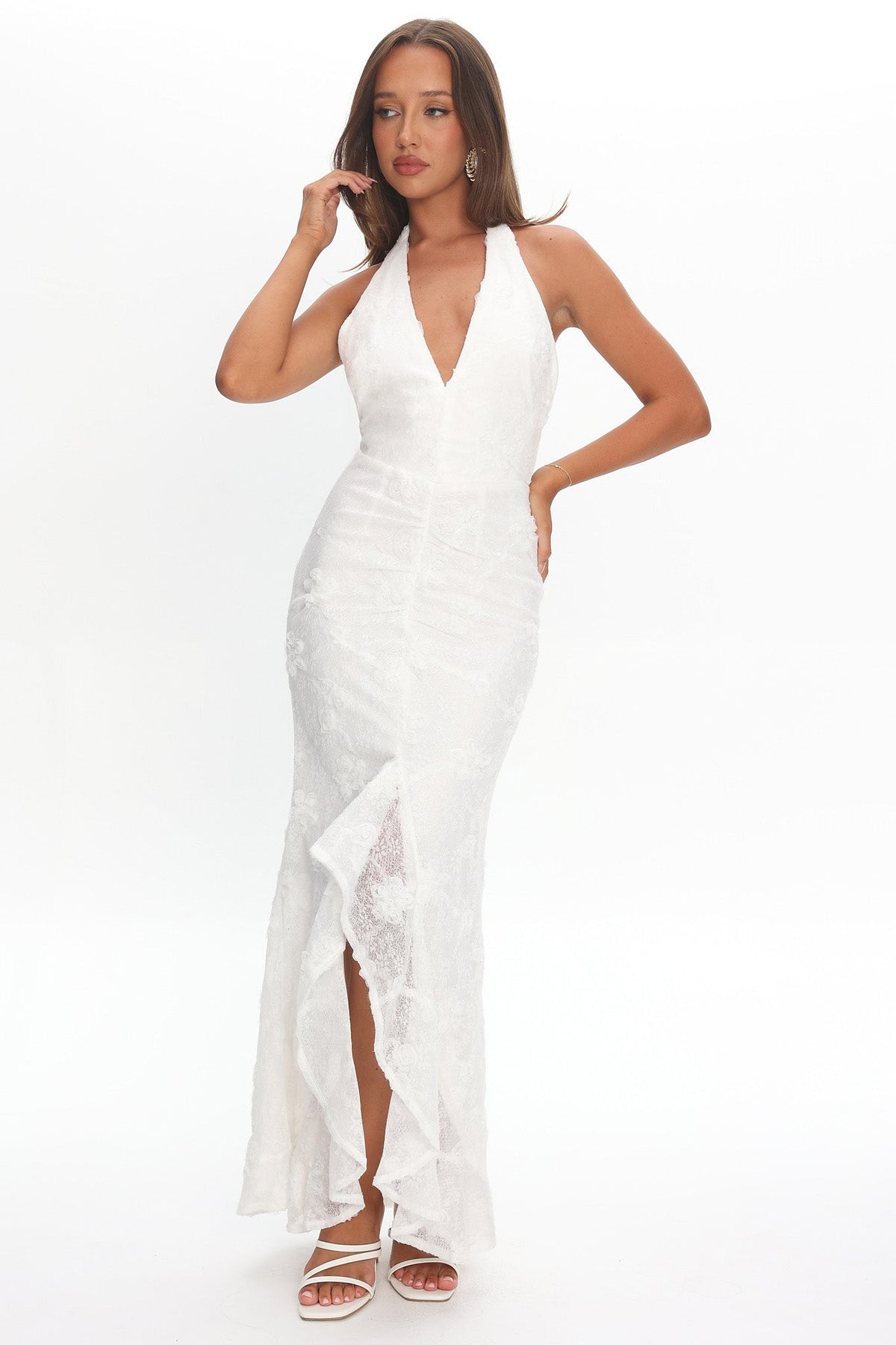 Alisette Halter Split Maxi Dress White Main image