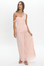 Keia Crepe Chiffon One-Shoulder Maxi Dress Light Pink