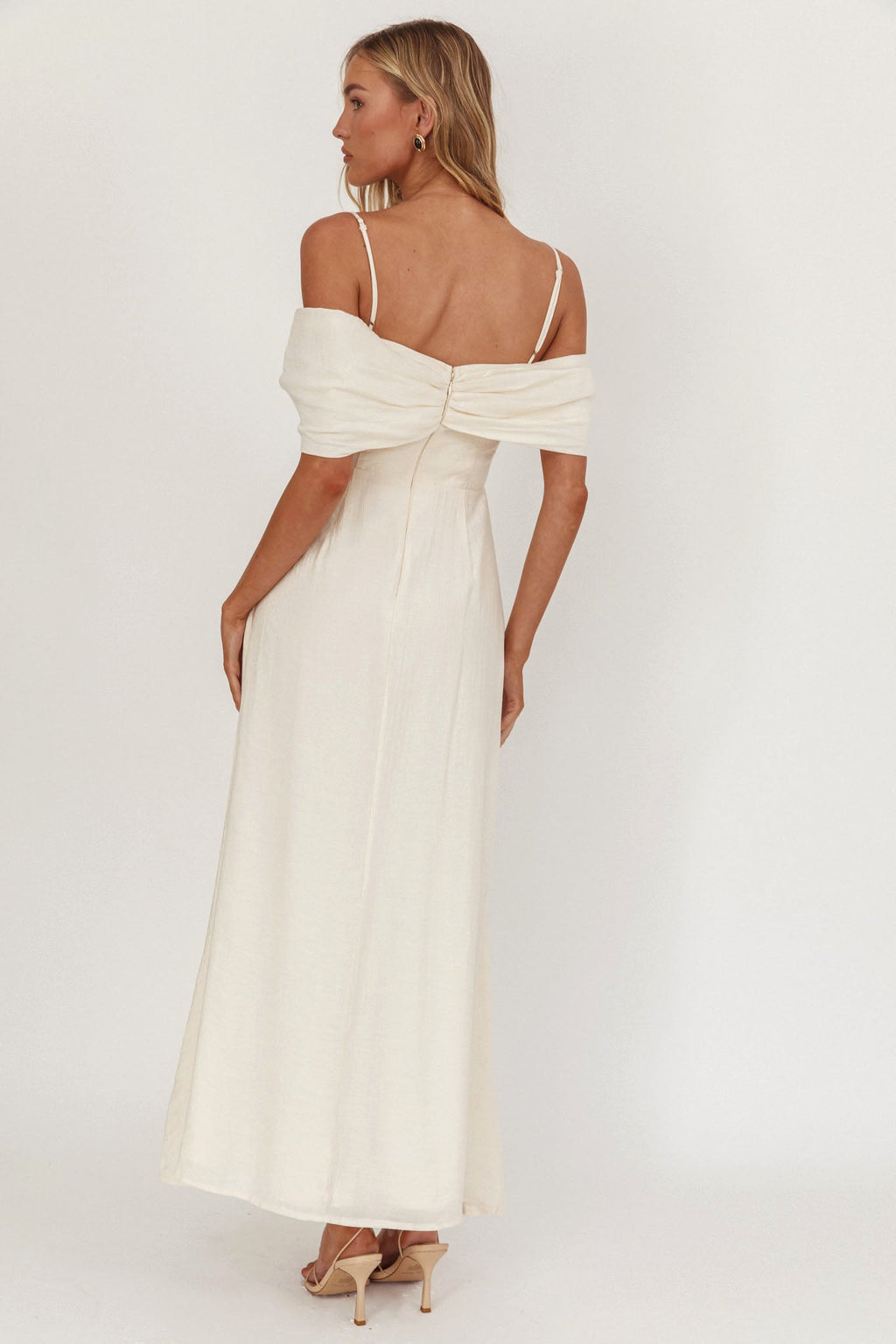 Lillibet Bow Tied Bust Midi Dress Cream