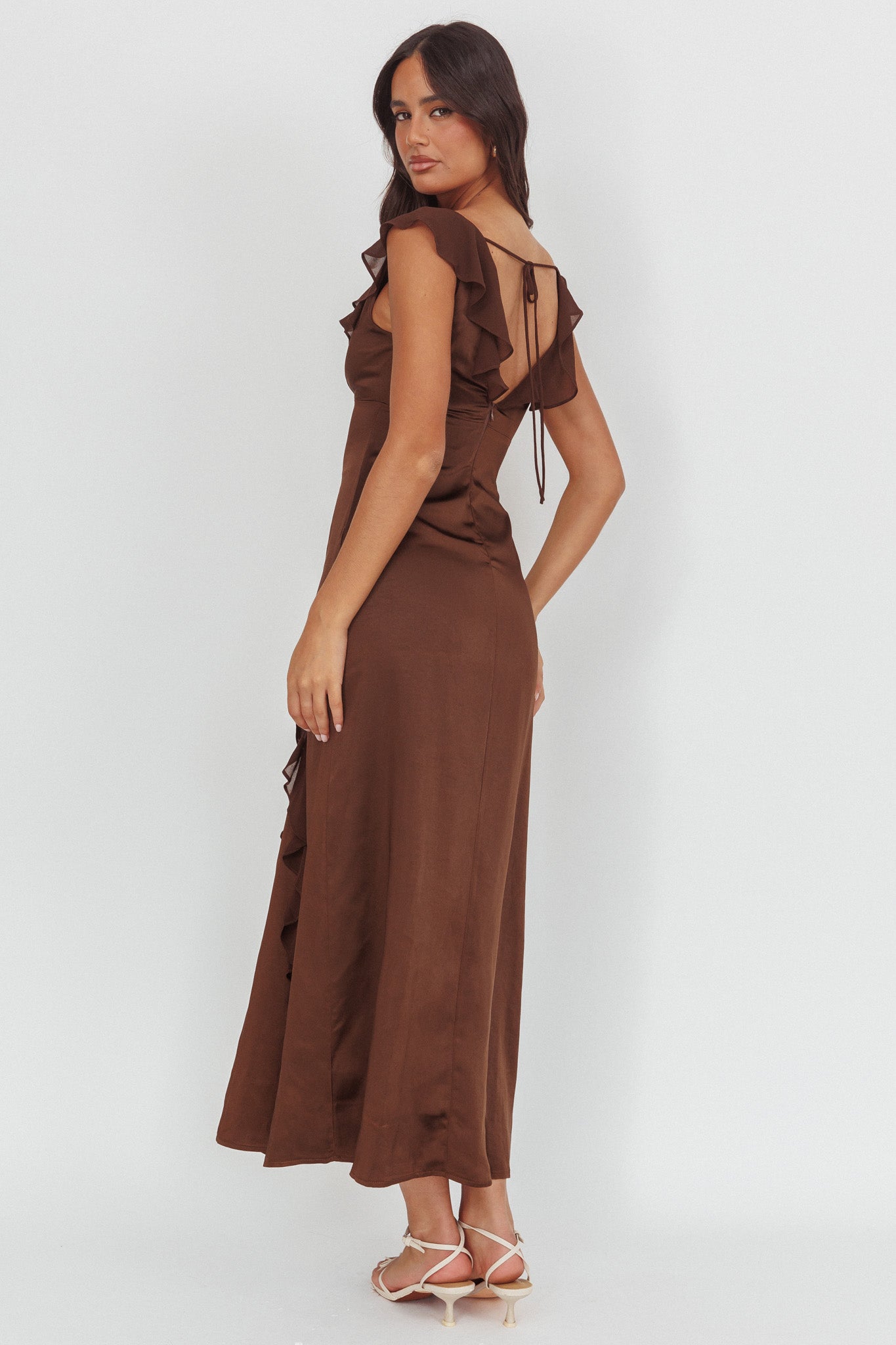 Zerai Ruffle Trimmed Maxi Dress Chocolate Secondary image