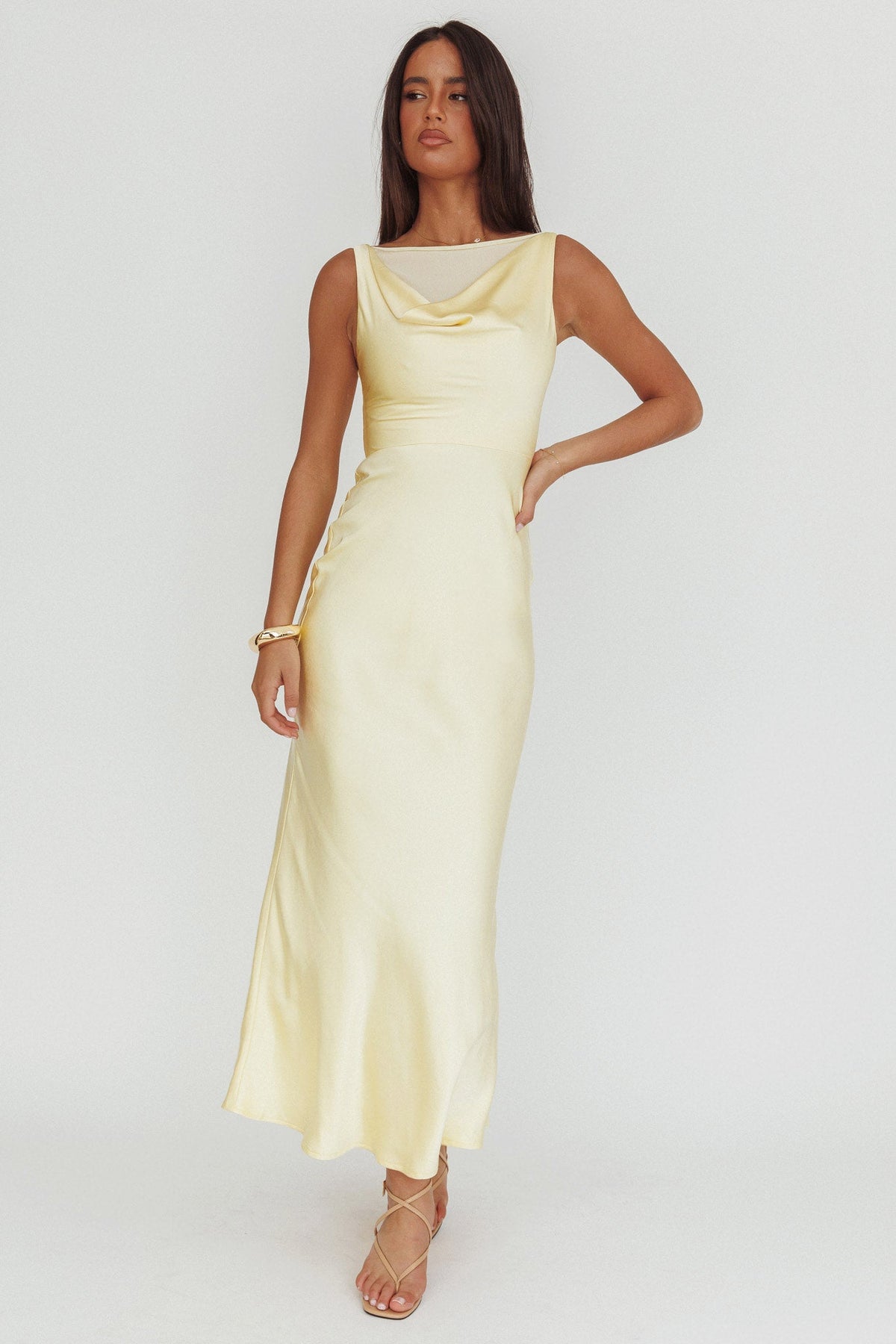 Venus Rising Sleeveless Cowl Neck Maxi Dress Butter Main image