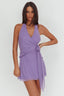 Halo Moon Wrap Front Halter Mini Dress Purple