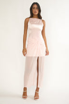 Amelisse Sheer Waist Wrap Maxi Dress Pink