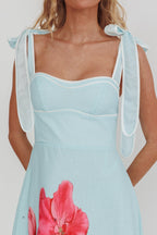 Averin Tied Shoulder Maxi Dress Flower Mint