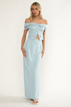 Maelie Column Maxi Skirt Blue