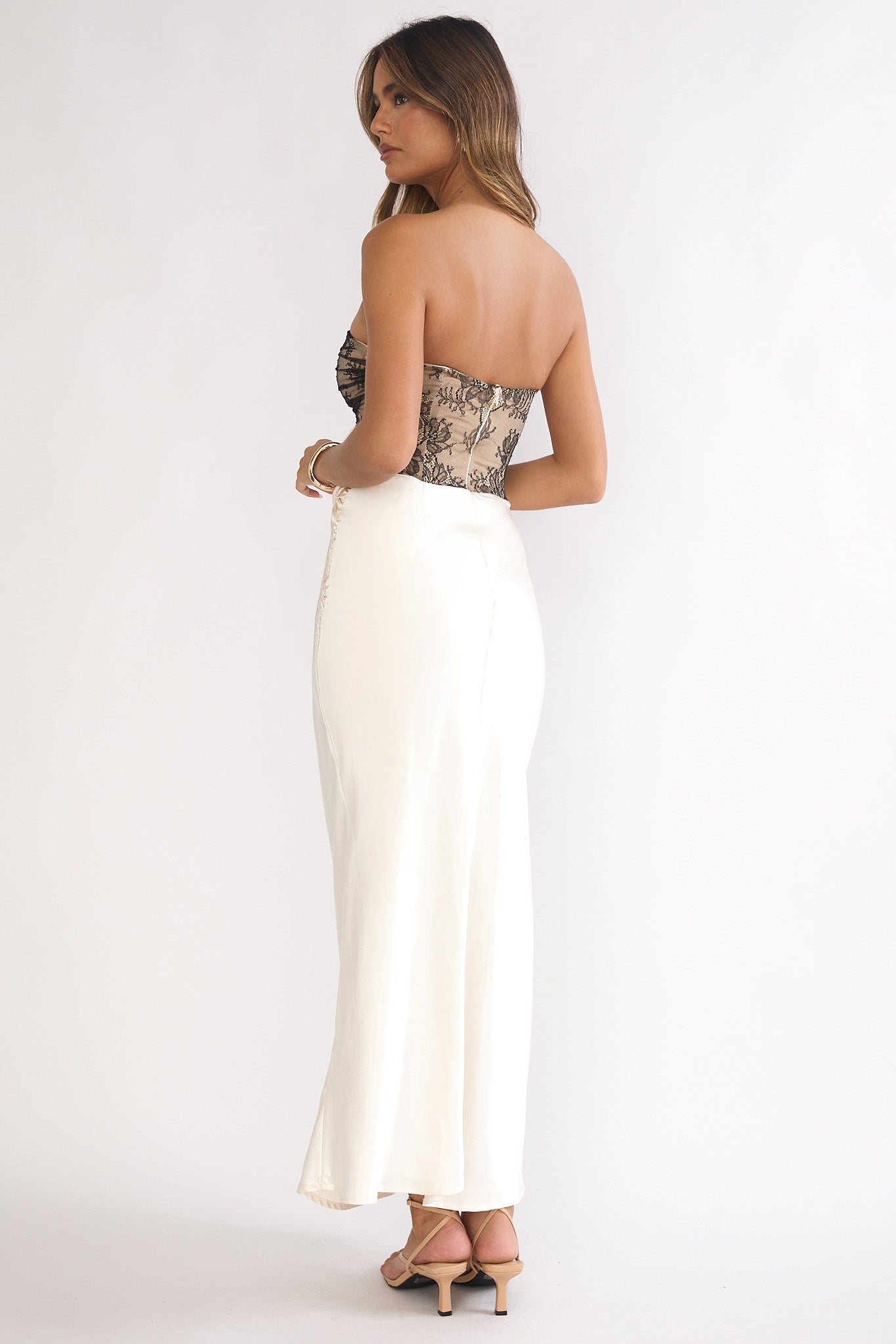 Valoria Lace Bodice Maxi Dress Oyster Secondary image