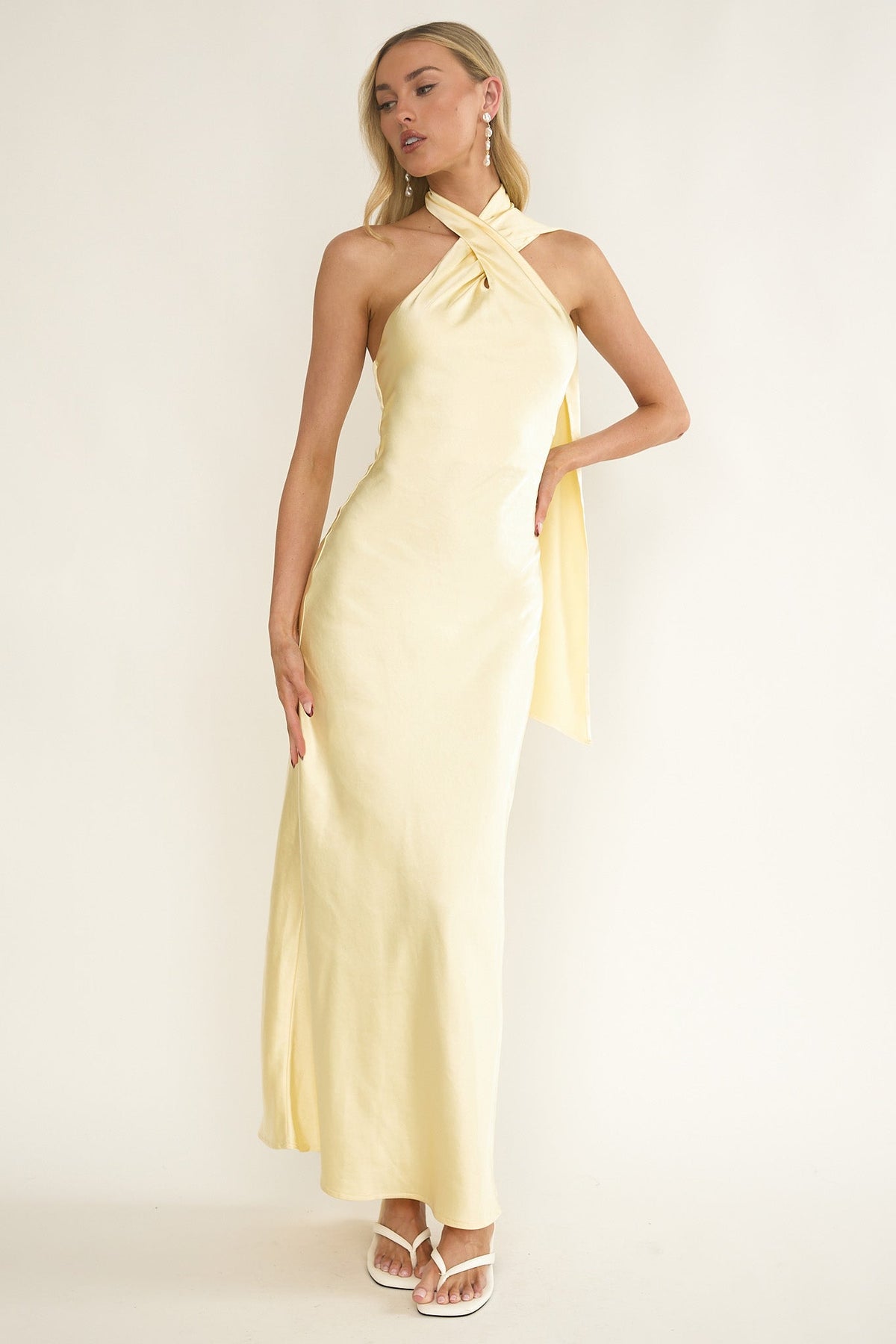 Alvara Crossover Halterneck Maxi Dress Butter Main image