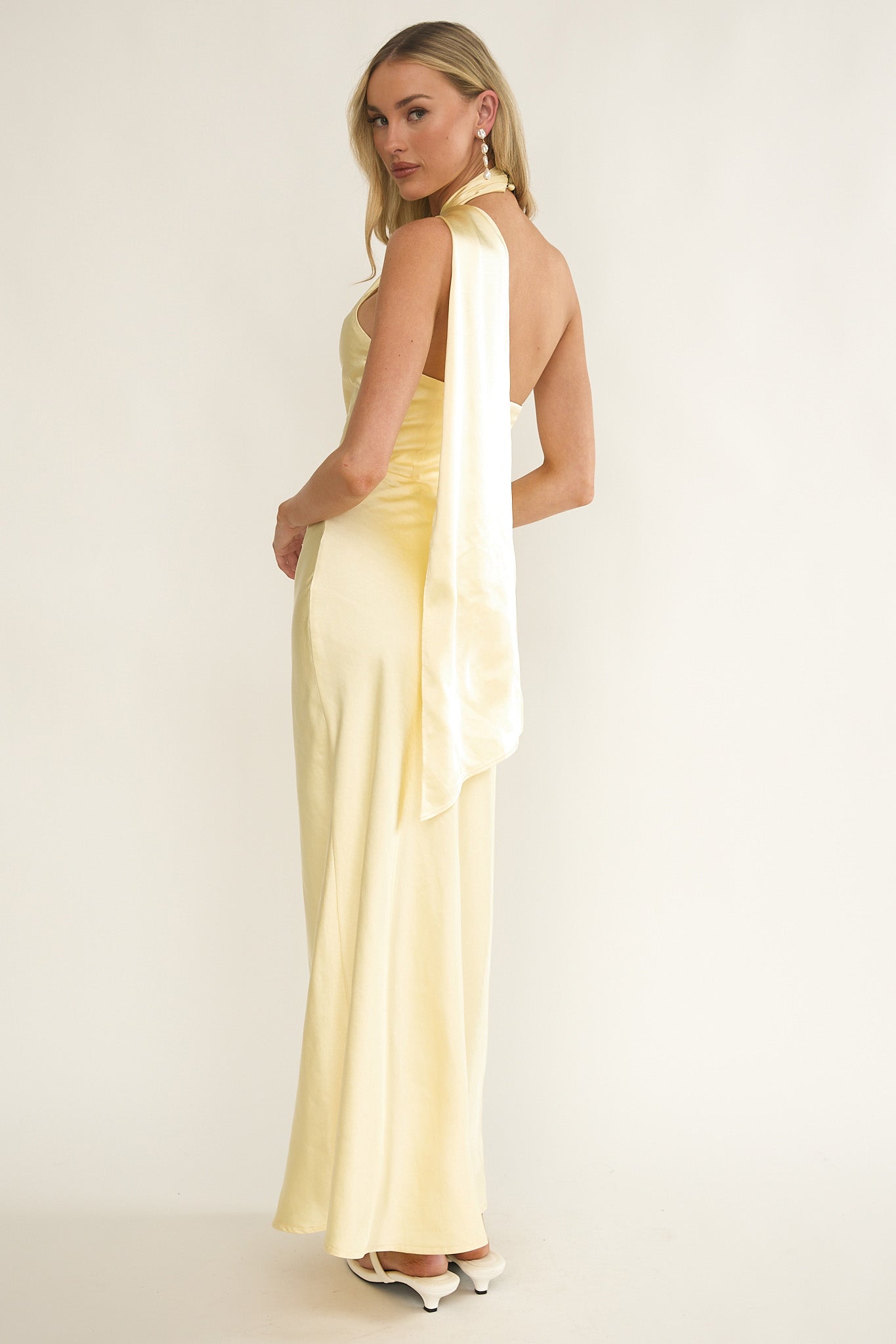 Alvara Crossover Halterneck Maxi Dress Butter Secondary image