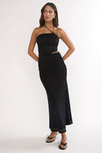 Truths Cut-Out Waist Ruched Maxi Dress Black