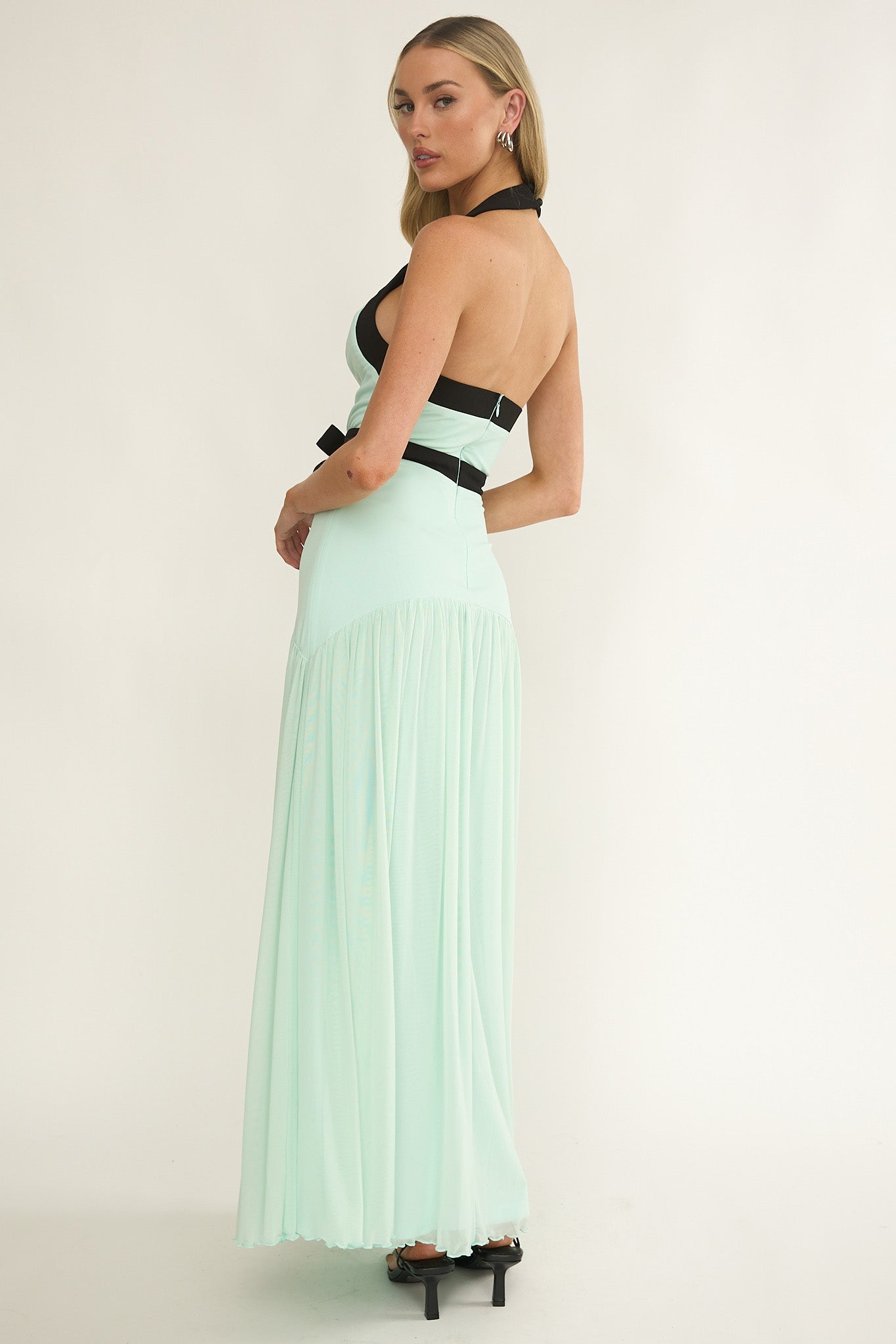 Aven Halter Bow Maxi Dress Mint Secondary image
