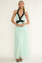 Aven Halter Bow Maxi Dress Mint