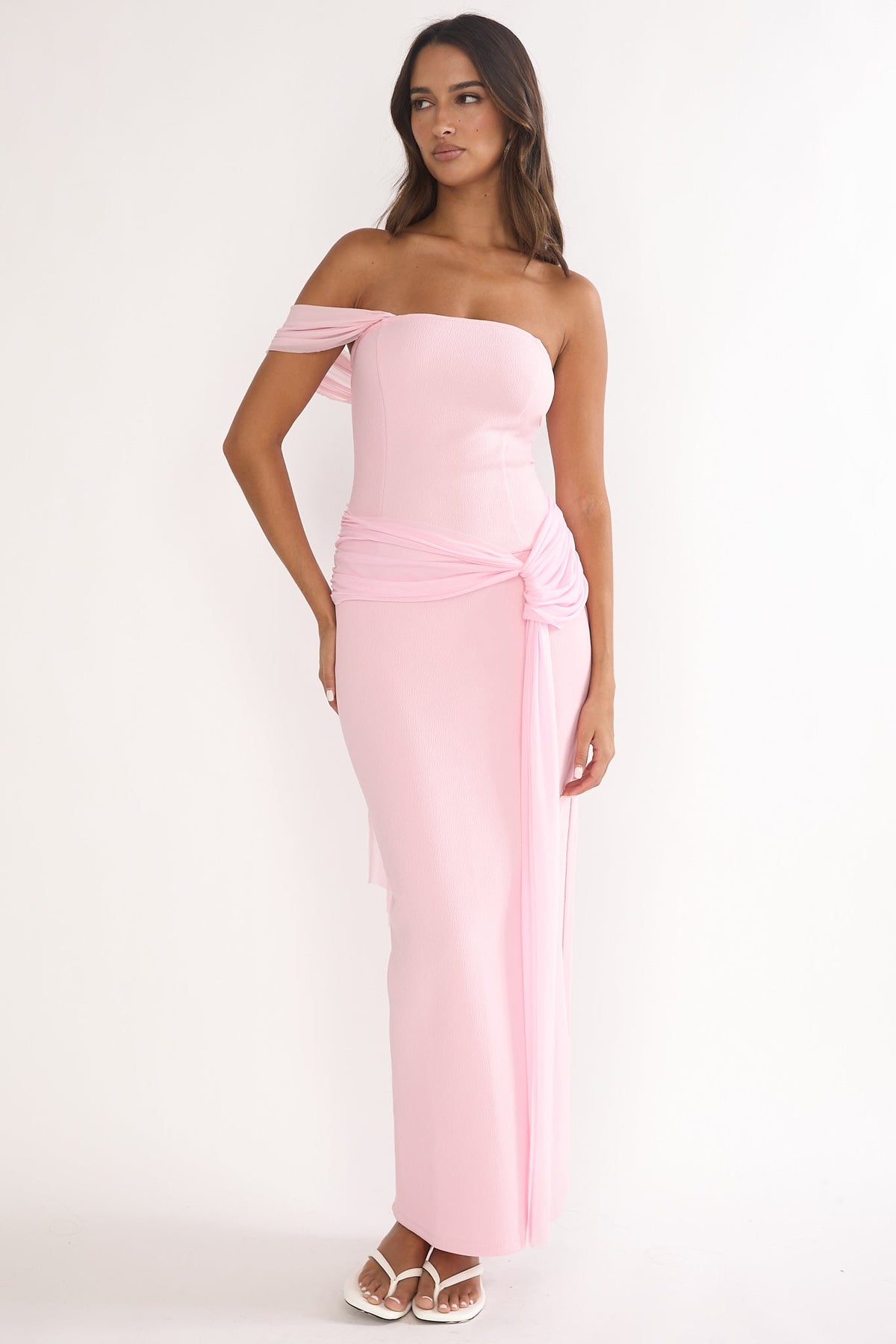 Chiavari Waist Drape Maxi Dress Pink