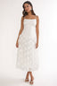 Adley Embellished Drop Waist Midi Dress White
