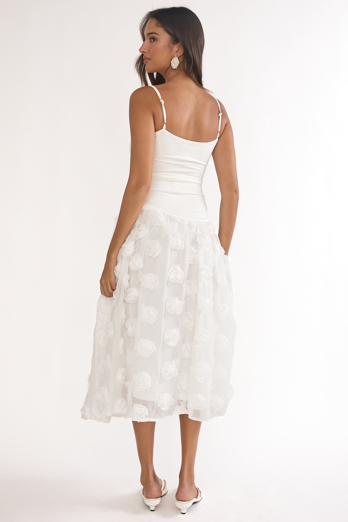 Adley Embellished Drop Waist Midi Dress White Secondary image