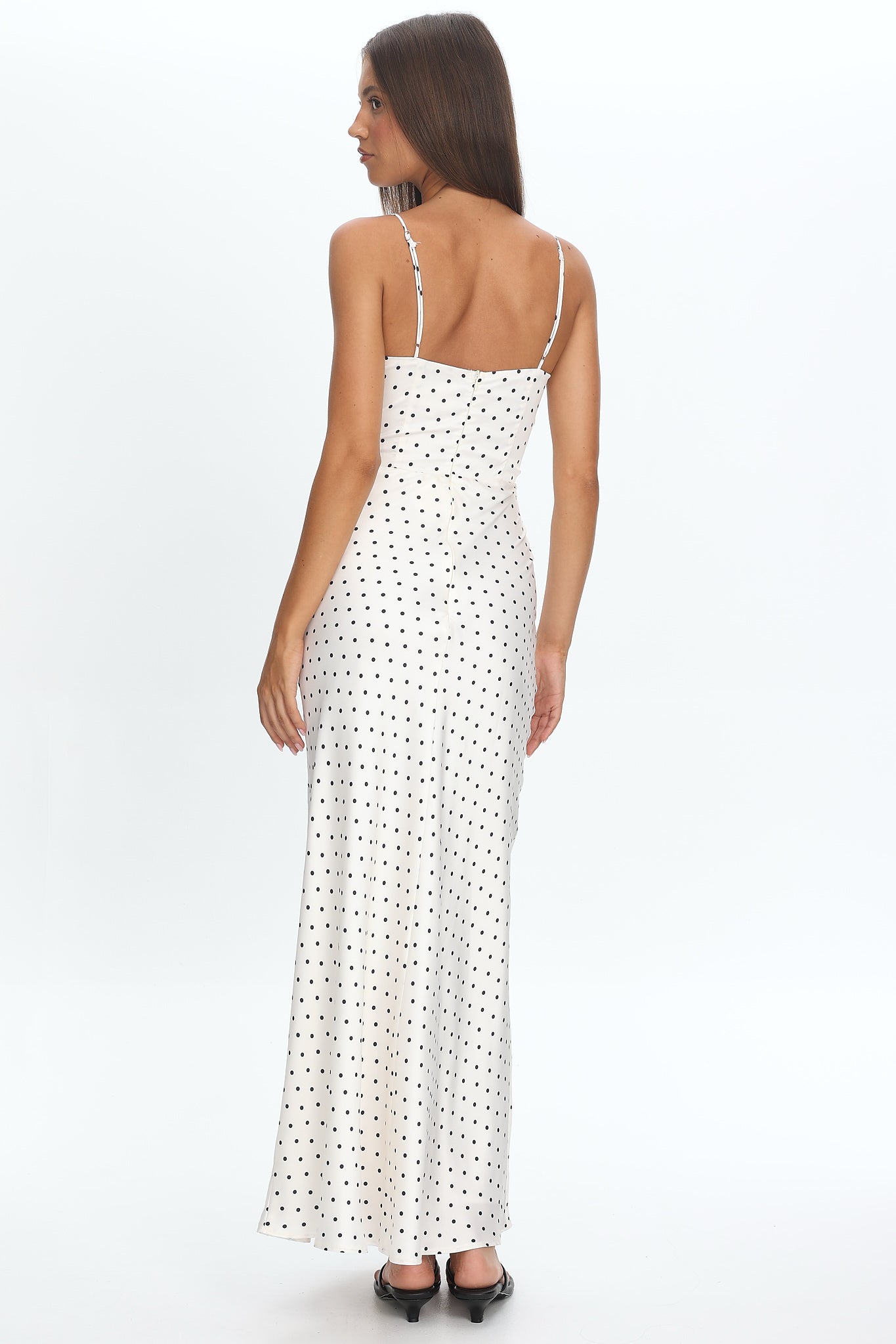 Ambrette Bow Waist Maxi Dress Polka Dot Cream Secondary image
