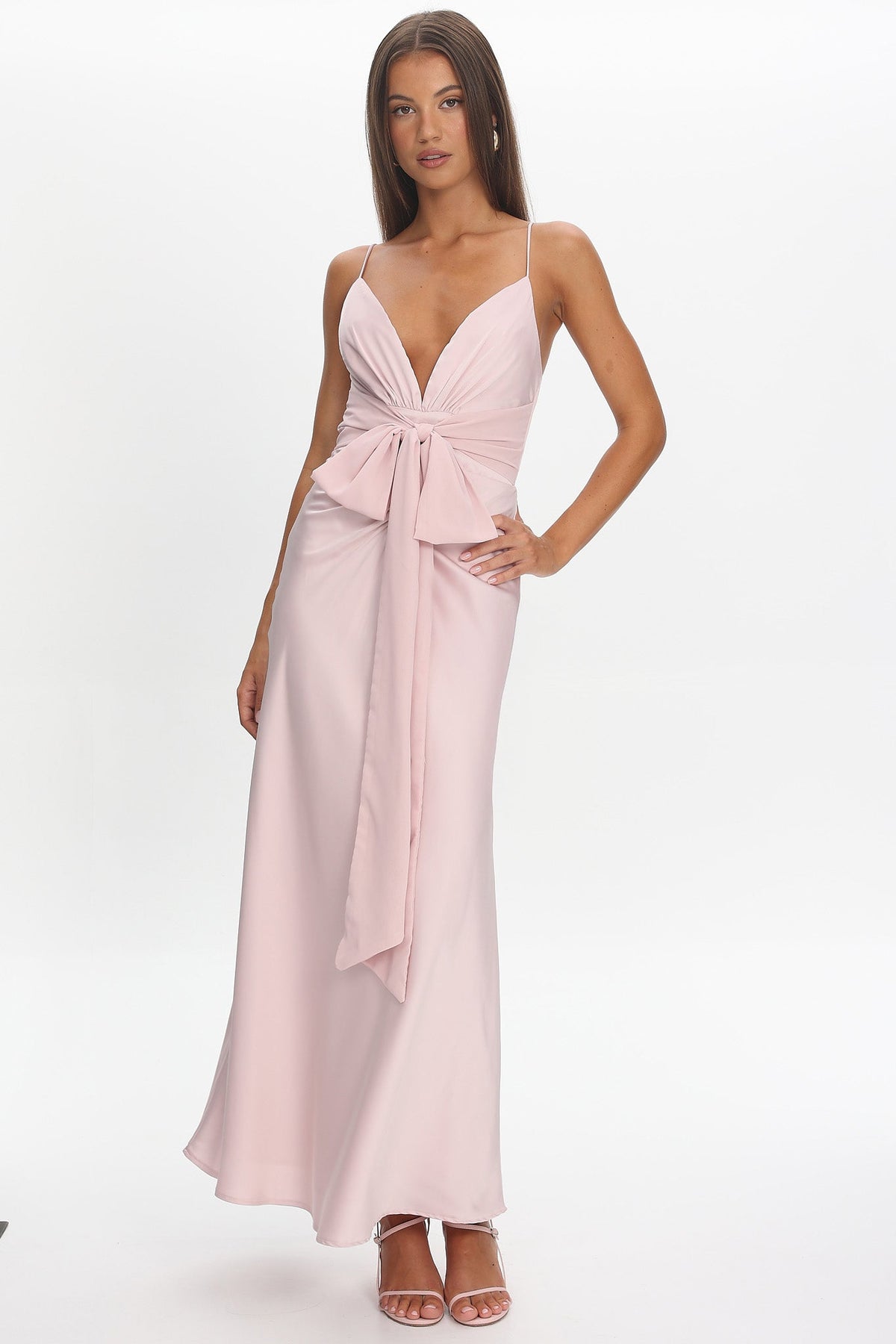 Ambrette Bow Waist Maxi Dress Pink Main image