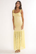 Noraya Lace Overlay Maxi Dress Lemon