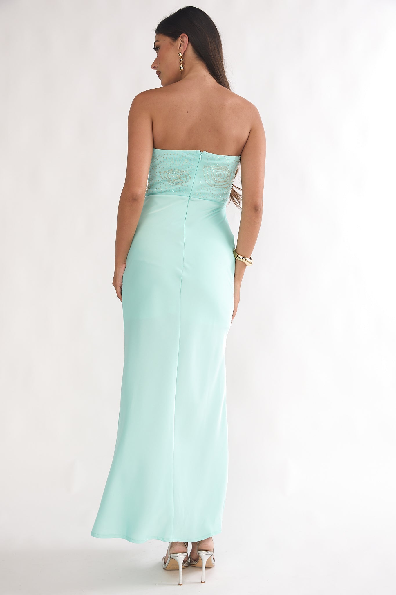 At Dusk Beaded Bust Strapless Maxi Dress Blue Secondary image