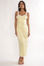 Delyse Rosette Trim Maxi Dress Yellow