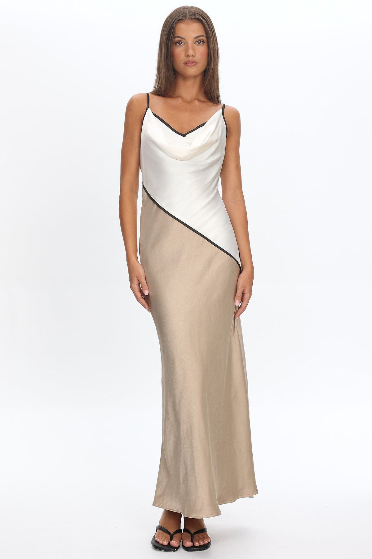Amarante Cowl Bust Maxi Dress Contrast Oyster Main image