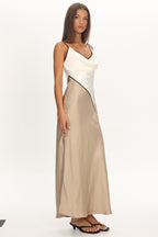 Amarante Cowl Bust Maxi Dress Contrast Oyster