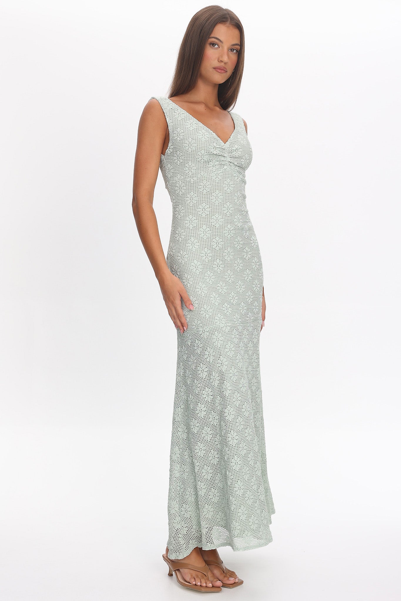 Sunshine Girl Crochet Maxi Dress Sage Secondary image