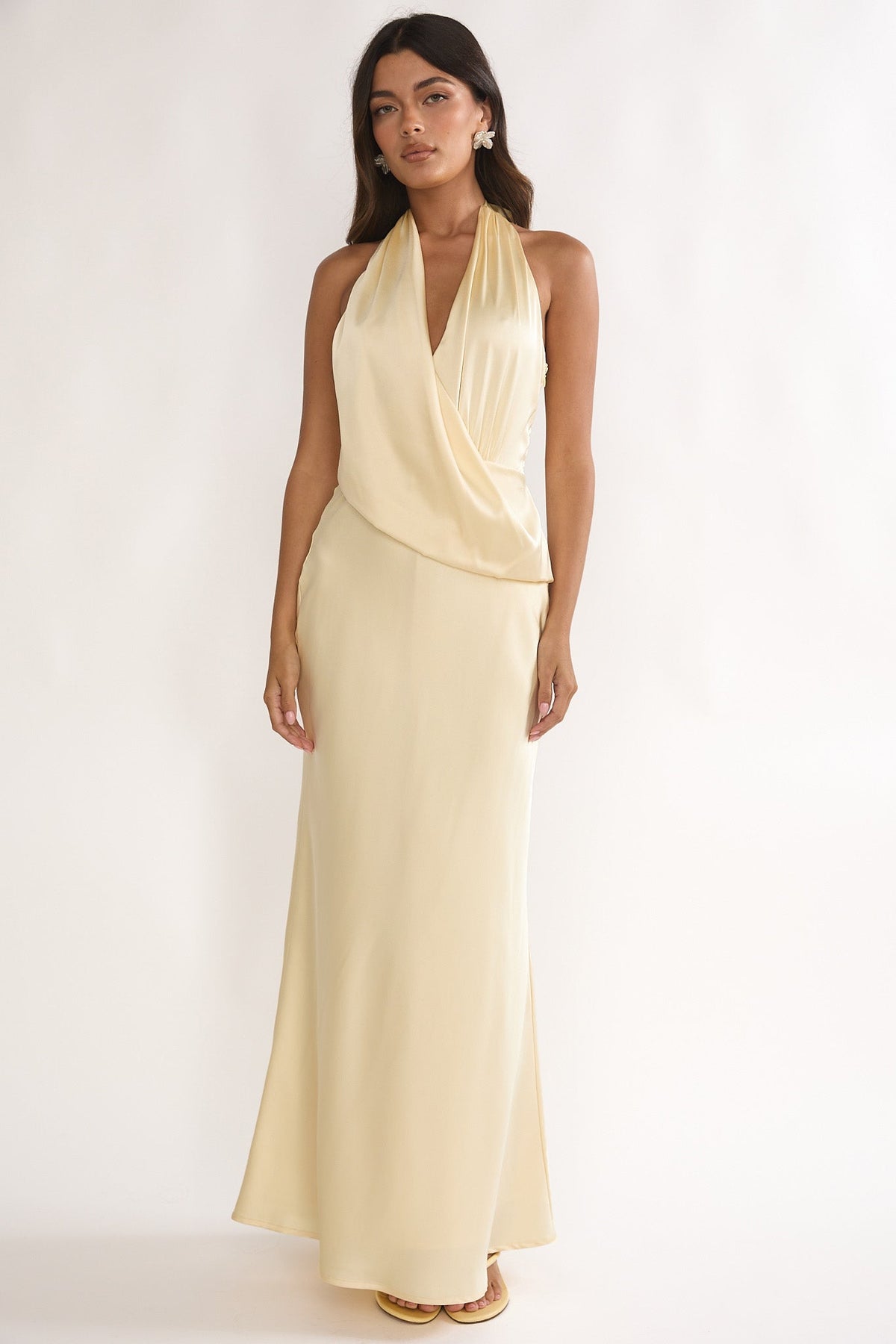 Jelina Draped Halter Maxi Dress Butter