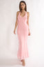 Collins Halter Ruffle Trim Maxi Dress Pink