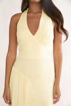 Ziera Ruched Insert Halter Maxi Dress Butter