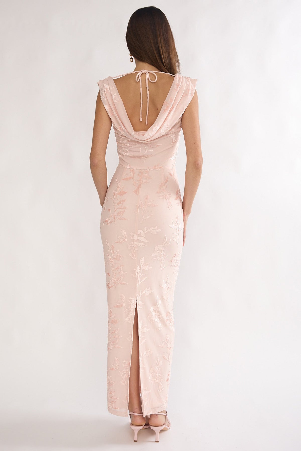 Evermore Cowl Neck Maxi Dress Floral Pink
