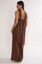 Florene Strapless Split Scarf Pants Chocolate