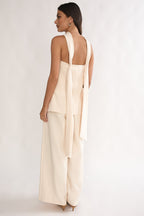Florene Strapless Split Scarf Pants Vanilla
