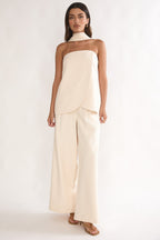 Florene Strapless Split Scarf Pants Vanilla