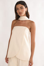 Florene Strapless Split Scarf Top Vanilla