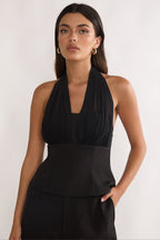 Meri Halterneck Top Black