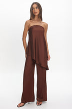 Danita Asymmetric Hem Strapless Top Chocolate