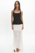 Kairah Peplum Lace Hem Maxi Dress Black