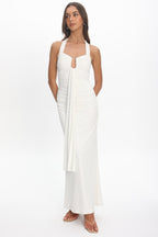 Opera Drape Bust Maxi Dress White