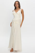 Izabelle Twist Accent Maxi Dress Pearl